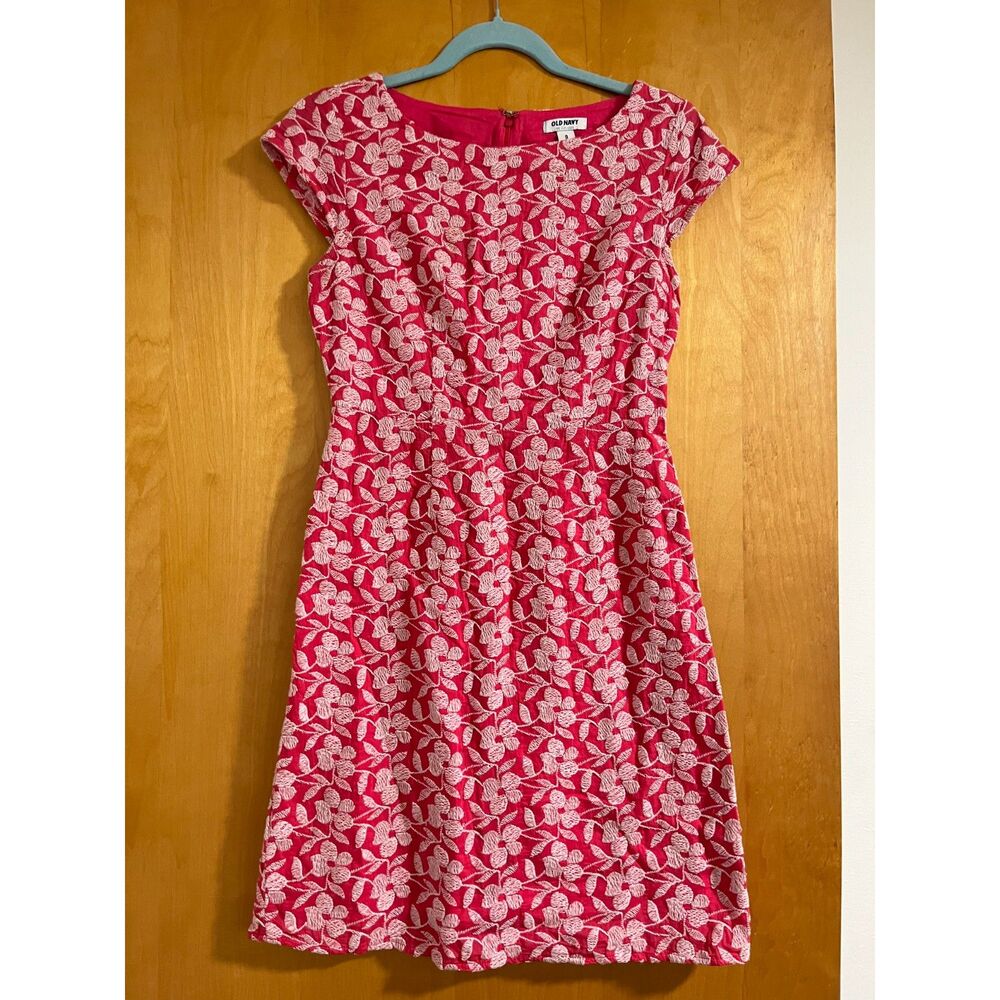 Embroidered midi dress with capped sleeves, Floral pattern